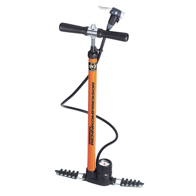 SKS Rennkompressor Standpumpe Orange Pumpenkopf Multi Valve 3 SKS Rennkompressor Standpumpe Orange Pumpenkopf Multi Valve