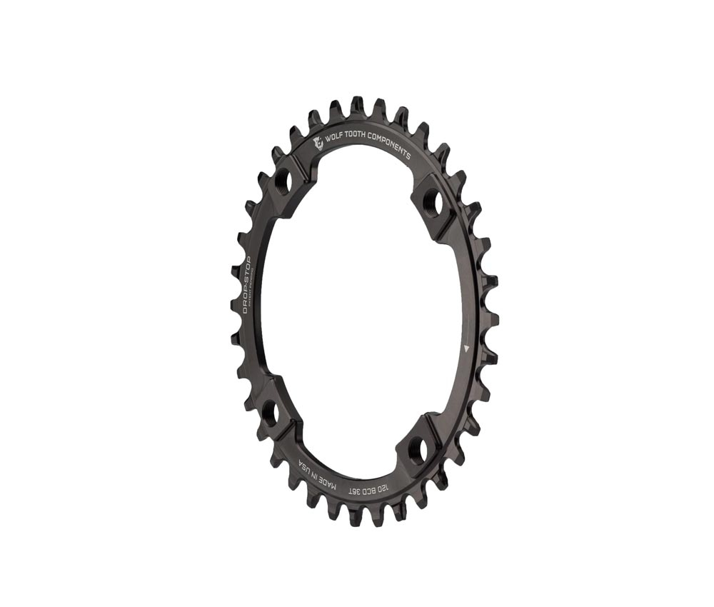 Wolf Tooth Drop Stop A Kettenblatt - Sram Lochkreis 120mm Symmetrisch 9-12 Fach 38 Zaehne 3 Wolf Tooth Drop Stop A Kettenblatt - Sram Lochkreis 120mm Symmetrisch 9-12 Fach 38 Zaehne