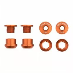 Wolf Tooth Kettenblattschrauben Set - M8x6mm 1-fach 4-Arm Aluminium Orange