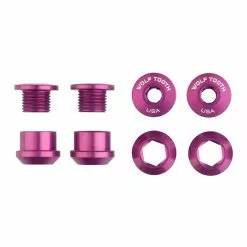 Wolf Tooth Kettenblattschrauben Set - M8x6mm 1-fach 4-Arm Aluminium Purple