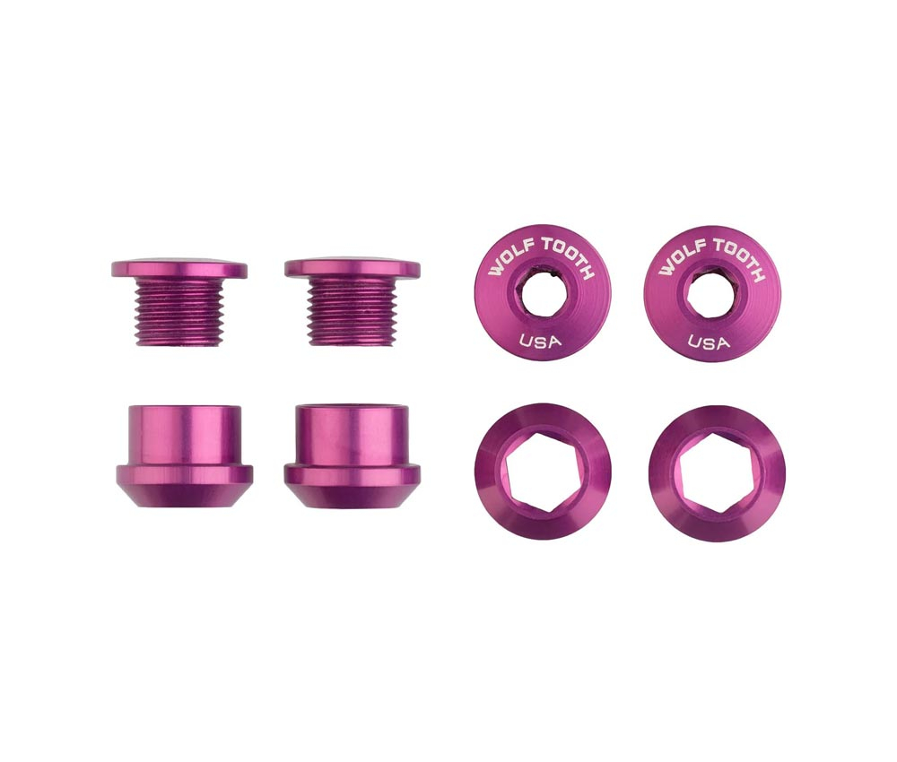 Wolf Tooth Kettenblattschrauben Set - M8x6mm 1-fach 4-Arm Aluminium Purple 3 Wolf Tooth Kettenblattschrauben Set - M8x6mm 1-fach 4-Arm Aluminium Purple