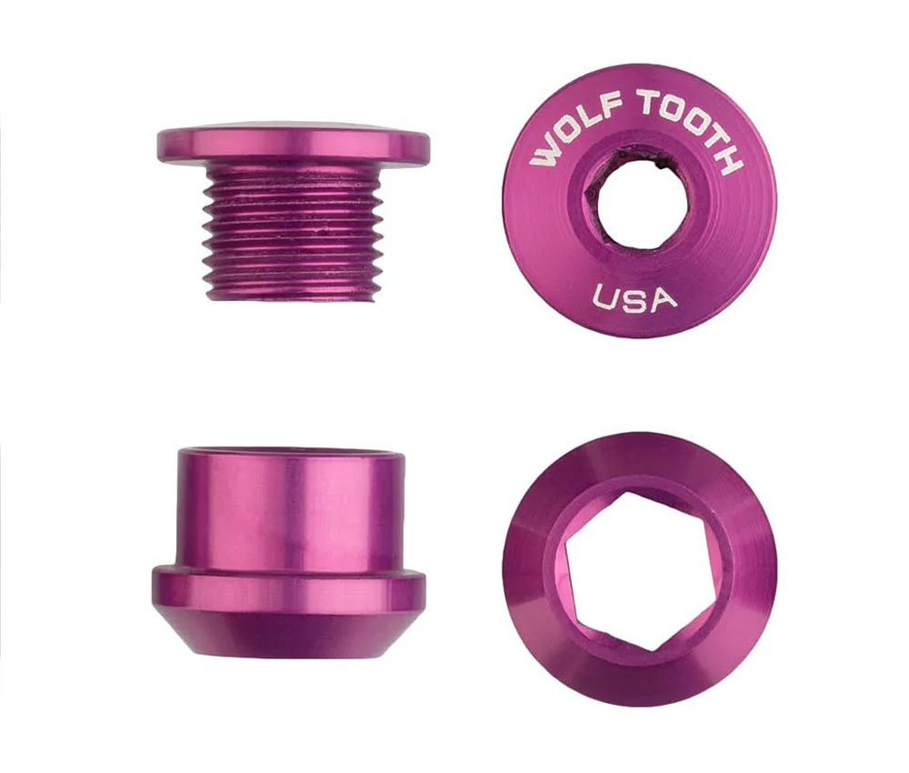 Wolf Tooth Kettenblattschrauben Set - M8x6mm 1-fach 4-Arm Aluminium Purple 4 Wolf Tooth Kettenblattschrauben Set - M8x6mm 1-fach 4-Arm Aluminium Purple – Bild 2