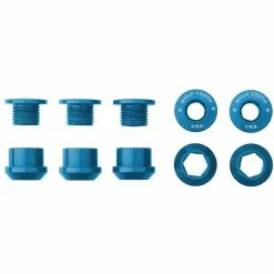 Wolf Tooth Kettenblattschrauben Set - M8x6mm 1-fach 5-Arm Aluminium Blau