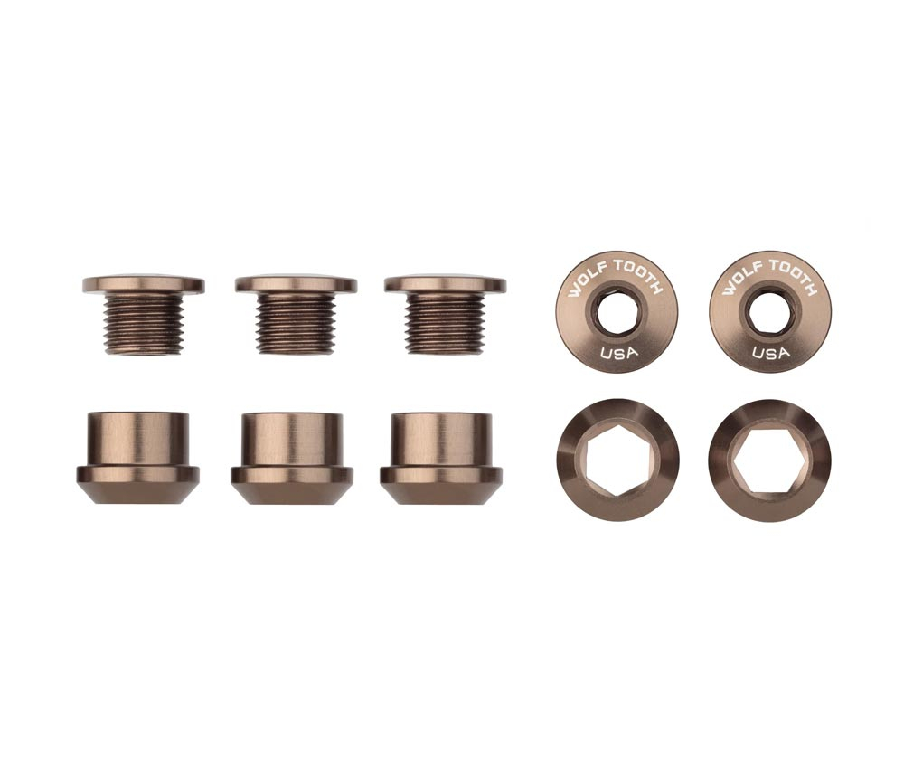 Wolf Tooth Kettenblattschrauben Set - M8x6mm 1-fach 5-Arm Aluminium Espresso 3 Wolf Tooth Kettenblattschrauben Set - M8x6mm 1-fach 5-Arm Aluminium Espresso