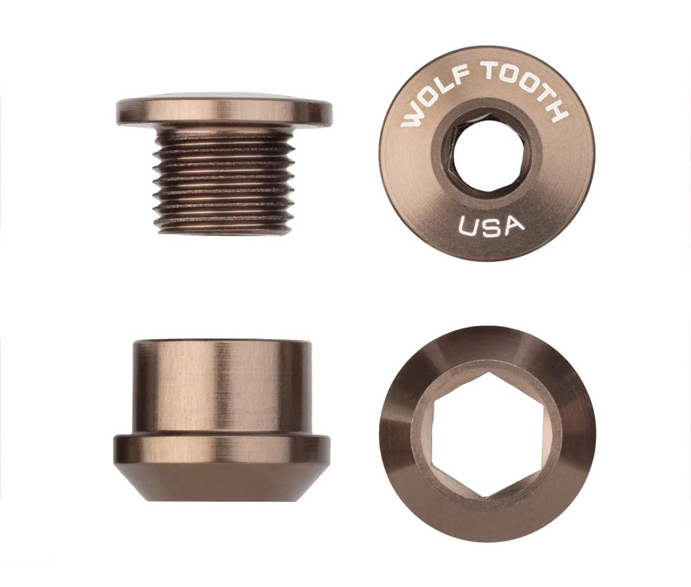 Wolf Tooth Kettenblattschrauben Set - M8x6mm 1-fach 5-Arm Aluminium Espresso 4 Wolf Tooth Kettenblattschrauben Set - M8x6mm 1-fach 5-Arm Aluminium Espresso – Bild 2