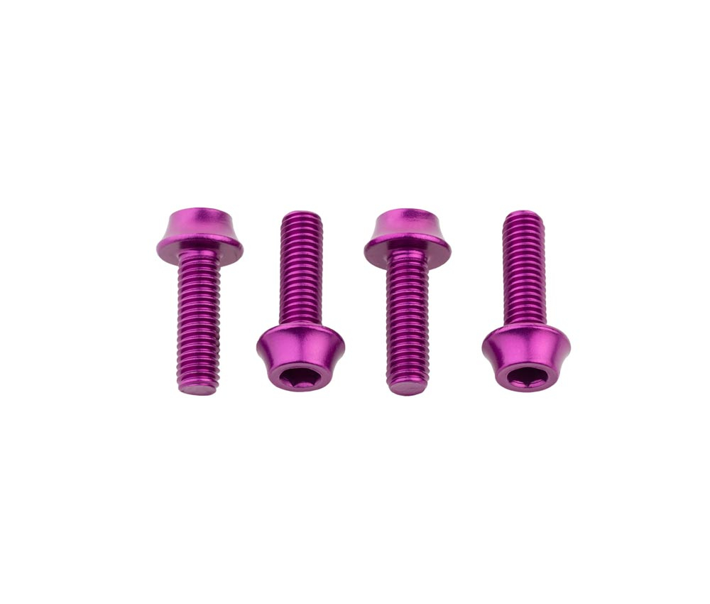 Wolf Tooth Aluminium Flaschenhalterschrauben Set - M5x15mm Zylinderkopf Violett 3 Wolf Tooth Aluminium Flaschenhalterschrauben Set - M5x15mm Zylinderkopf Violett