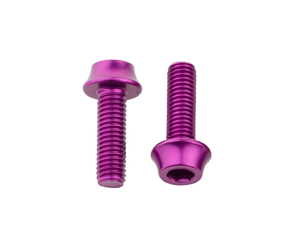 Wolf Tooth Aluminium Flaschenhalterschrauben Set - M5x15mm Zylinderkopf Violett 4 Wolf Tooth Aluminium Flaschenhalterschrauben Set - M5x15mm Zylinderkopf Violett – Bild 2