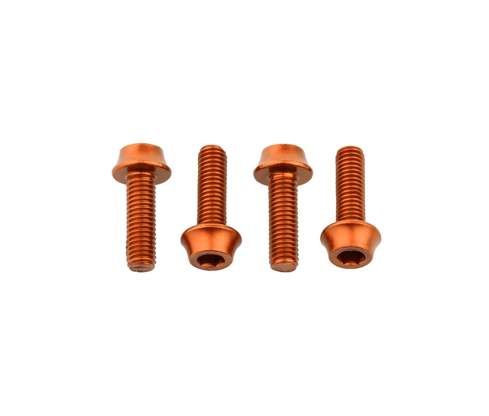 Wolf Tooth Aluminium Flaschenhalterschrauben Set - M5x15mm Zylinderkopf Orange 3 Wolf Tooth Aluminium Flaschenhalterschrauben Set - M5x15mm Zylinderkopf Orange