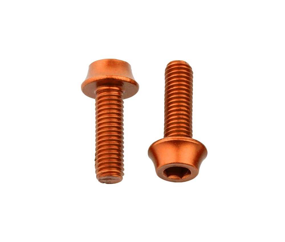 Wolf Tooth Aluminium Flaschenhalterschrauben Set - M5x15mm Zylinderkopf Orange 4 Wolf Tooth Aluminium Flaschenhalterschrauben Set - M5x15mm Zylinderkopf Orange – Bild 2