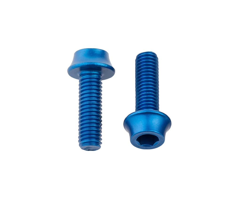 Wolf Tooth Aluminium Flaschenhalterschrauben Set - M5x15mm Zylinderkopf Blau 3 Wolf Tooth Aluminium Flaschenhalterschrauben Set - M5x15mm Zylinderkopf Blau – Bild 2
