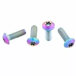 Kettenblaetter Verkäufe 20 Wolf Tooth Titan Flaschenhalterschrauben Set - M5x15mm Linsenkopf Rainbow Oilslick